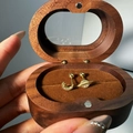 Boucles d'oreilles S925 asymétriques planète et lune avec diamants et boîte en bois - Doré