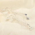 Pendientes de estrella en plata S925 con borlas sobre fondo de tela minimalista - 1 Par (A175)