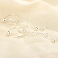 S925 sterling silver butterfly stud earrings with elegant long tassel chains on soft linen - One Pair (A176)