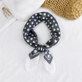 Chic black and white polka dot silk scarf with heart pattern for hair or neck styling - Dots & Hearts Black