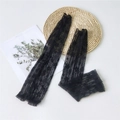 Manguitos largos de encaje negro con motivos florales y volantes para mujer - Talla única / Negro