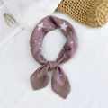 Dusty pink silk scarf with celestial star and moon pattern and delicate hemmed edges - Starry Night Dusty Rose