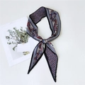 Double-layered pleated long scarf with bohemian pattern in blue, red and grey - Pleated Paisley Black Edge