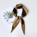 Pleated double-layer skinny silk scarf with geometric brown and ginger patterns - Pleated Colorblock H Yellow