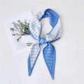 Blue and white polka dot pleated silk scarf with knot detail for women - Pleated Polka Dot Blue White