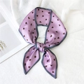 Sciarpa sottile viola con cuori e bordi grigi annodata in un fiocco elegante - 86cm / Viola Cuore Marrone Bordo Grigio