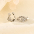 Elegant S925 sterling silver double butterfly hoop earrings with sparkling zircon stones - Silver Double Layer Butterfly Style (HL-85)