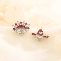 Pendientes asimétricos de la ópera de Pekín con esmalte y circón de estilo tradicional chino - Estilo Asimétrico de la Ópera de Pekín(C196)