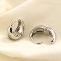 Orecchini a goccia minimalisti in argento S925 con finitura metallica lucida a specchio - Argento Platino (HL-88)