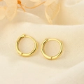 Elegant 925 sterling silver gold plated hoop earrings on soft textured fabric - Single Piece / 10mm / Gold