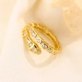 Luxurious gold snake ring with sparkling zircon stones and textured spiral design - Gold Snake Style (B49-Gold) / Gold (B49-Gold)