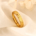 Textured gold open ring with hammer finish on a minimalist white linen background - Women Style (B51)