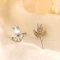 Élégantes boucles d'oreilles tulipes en argent S925 avec zircons scintillants marquise - Or Blanc