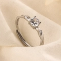 S925 sterling silver Mobius adjustable ring with sparkling round zircon in main view - Women's Style (B54-Women's)