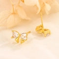 Elegante S925 Silber Schleifenohrringe mit herzförmigem Zirkonia und Goldbeschichtung - Gold