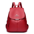 Burgundy faux leather backpack with litchi texture and kangaroo metal logo detail - Red