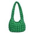 Borsa a spalla trapuntata verde brillante stile nuvola con cuciture a quadri - Verde