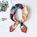 Silk-satin twilly scarf with colorful geometric patterns and elegant knotted design - 13 Bathed in Sunshine