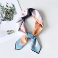 Abstract artistic portrait print silk square scarf in blue orange and pink tones - 15 Elegant Girl Flower