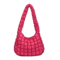 Quilted cloud shoulder bag in vibrant magenta nylon with puffy lattice stitching - Rose Red