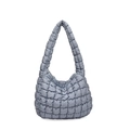 Quilted cloud tote bag in haze blue finish with diamond pattern and zipper - Gray