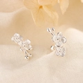 Elegant S925 sterling silver plum blossom stud earrings with matte brushed finish - Silver Plum Blossom Style (C261)