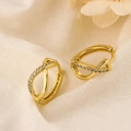 Eleganti orecchini a cerchio in argento S925 dorato con zirconi e design a incrocio - Oro (HL-111)