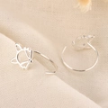 Minimalist silver hollow fox cat drop earrings on textured beige fabric with dried flowers - Hollow Cat Simple Ear Hook (A211)