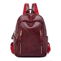 Zaino da donna in pelle PU bordeaux con cerniere dorate verticali e manico superiore - Borgogna