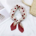 Polka dot cotton linen square scarf with red and gold border for hair and neck - 32 Cotton Polka Dot Red