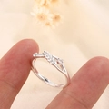 Adjustable silver wheat ear ring with sparkling cubic zirconia on a warm background - Silver Wheat Ear Style (B56)