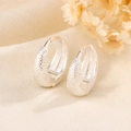 Minimalist textured S925 sterling silver hoop earrings with a matte hammered finish - Hammered Silver Style (HL-125)