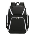 Grande zaino fitness nero in tessuto Oxford con zip bianche e design impermeabile - Patchwork Nero e Bianco