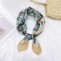 Floral cotton linen square scarf in soft yellow and blue with vintage print - 18 Cotton Gemstone Bird Cream Yellow