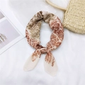 Beige cotton linen square scarf featuring reddish-brown architectural map print patterns - 26 Cotton Steed City Camel