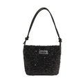 Elegant black sequin underarm bag with Fashion label and stylish knotted shoulder strap - Black
