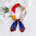Elegant colorful geometric pattern silk square scarf tied in a stylish knot design - Wine Red Chevron Edge
