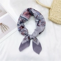 Elegant floral square silk scarf in lavender and grey with vintage bird illustrations - 17 Cotton Gemstone Bird Grey