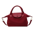 Borsa a mano rossa in tessuto Oxford con trama impermeabile e tracolla rimovibile - Rosso