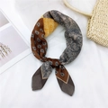 Bohemian paisley print cotton linen small square scarf in brown and mustard yellow - 13 Cotton Paisley Grid Brown