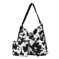 Elegante conjunto de bolsos con estampado de vaca incluye bolso de hombro y estuche pequeño - Juego de bolsos de hombro / Estampa de vaca