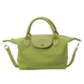 Grass green nylon dumpling bag with dual handles and detachable shoulder strap - Light Green