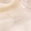 Minimalist silver cluster stud earrings in S925 sterling silver with a berry flower design - Silver Color (B206)
