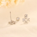 Sparkling S925 sterling silver hashtag stud earrings with cubic zirconia and screw back - Hashtag Zirconia (Platinum) / White Gold