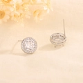 Orecchini a lobo tondi halo in argento sterling S925 con scintillanti zirconi cubici - Rame Placcato Platino/Perno in Argento S925/Zirconia / Oro Bianco