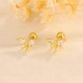 Exquisite goldene Libellen Ohrstecker mit funkelnden Marquise-Schliff Zirkoniasteinen - Gold