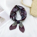 Chic burgundy printed linen scarf with hand-drawn animal patterns and star graphics - 5 Cotton Animal Council Wine Red