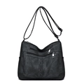 Classic black multi-pocket crossbody bag with adjustable strap and matte finish - Black