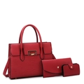 Ensemble de trois sacs rouges avec motif crocodile et détails en métal doré - Ensemble de Sacs Rouges
