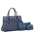 Ensemble 3 pièces en bleu Morandi avec sac cabas gaufré, pochette et porte-monnaie - Bleu Ensemble